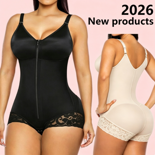 👗 ¡OFERTA POR TIEMPO LIMITADO 50% DE DESCUENTO! 🍃 Body de Control de Abdomen con Cremallera para Mujer – Compresión 360°, Doble Cierre, Tiras Ajustables y Antideslizante ✨