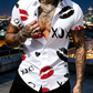 Camisa con botones de manga corta con impresión de beso para hombres