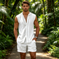 👕 ¡50% DE DESCUENTO POR TIEMPO LIMITADO! 🌴 Conjunto de camiseta sin mangas y shorts para hombre – Estampado texturizado, ligero, ideal para vacaciones ✨