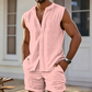 👕 ¡50% DE DESCUENTO POR TIEMPO LIMITADO! 🌴 Conjunto de camiseta sin mangas y shorts para hombre – Estampado texturizado, ligero, ideal para vacaciones ✨