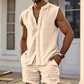 👕 ¡50% DE DESCUENTO POR TIEMPO LIMITADO! 🌴 Conjunto de camiseta sin mangas y shorts para hombre – Estampado texturizado, ligero, ideal para vacaciones ✨