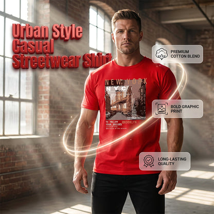 🏙️ ¡50% DE DESCUENTO POR TIEMPO LIMITADO! ✨ Camiseta Gráfica Urbana – Nueva York, Suave, Corte Relajado ✨