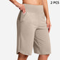 Shorts de Yoga de Cintura Alta con Bolsillos para Mujer