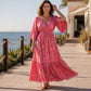 Vestido Estampado Elegante con Escote en V para Mujer