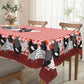 🐓 Mantel de Gallo Campestre – Cuadros Buffalo Rojos con Estampado de Gallina, Resistente a Derrames y Borde de Encaje Festoneado ✨