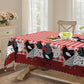 🐓 Mantel de Gallo Campestre – Cuadros Buffalo Rojos con Estampado de Gallina, Resistente a Derrames y Borde de Encaje Festoneado ✨