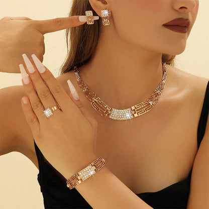 Conjunto de Joyería de Rhinestone Elegante de 4 Piezas