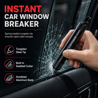 ⏳50% DE DESCUENTO POR TIEMPO LIMITADO 🚨 Mini Herramienta de Escape de Emergencia para Auto | Rompecristales y Cortador de Cinturón de Seguridad🪟