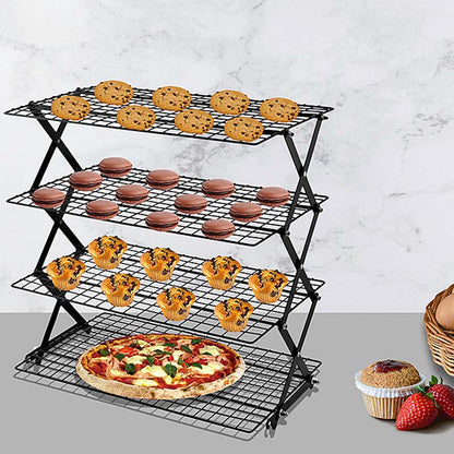 Kilayu™ Estantería de almacenamiento metálica, plegable y apilable – Organizador expandible de 3 o 4 niveles