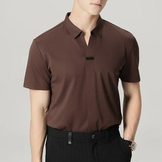 Camisa informal de negocios con cuello en V de verano para hombre