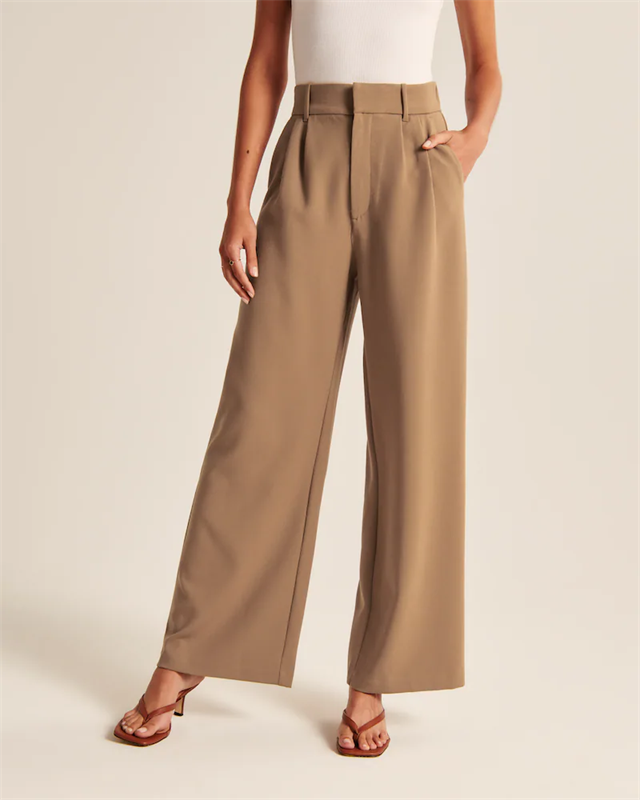 Pantalones anchos de vestir de cintura alta – kilayu