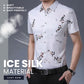 Camisa de hombre estampada de manga corta en seda hielo