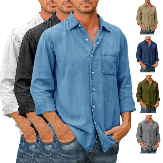 Camisa estilo vaquero para hombre 【Manga larga】