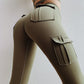 Leggings elásticos sexys con bolsillo para mujer, pantalones deportivos