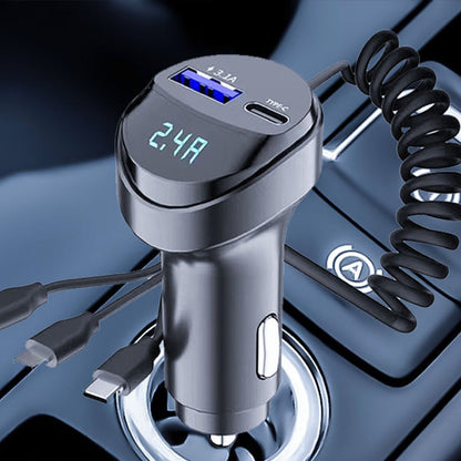 Cargador de Coche de Carga Rápida con Cable de Carga 3 en 1